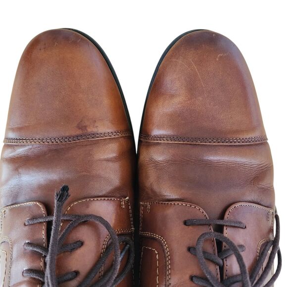 Florsheim Comfortech Men 13 D Cognac Brown Leather Cap Toe Derby Ortholite Shoes main image 12